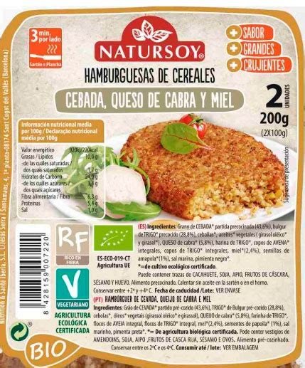 HAMBURGUESA CEBADA QUESO CABRA NATURSOY