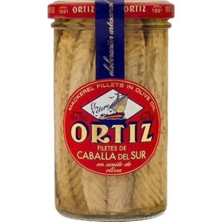 FILETES DE CABALLA EN ACEITE OLIVA VIRGEN EXTRA  250 G-ORTIZ
