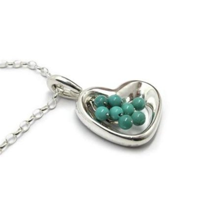 COLGANTE PLATA CORAZON TURQUESA