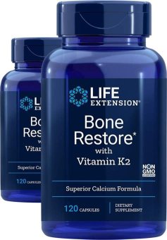 BONE RESTORE CON VITAMINA K2 LIFE EXTENSION 120 CAPSULAS
