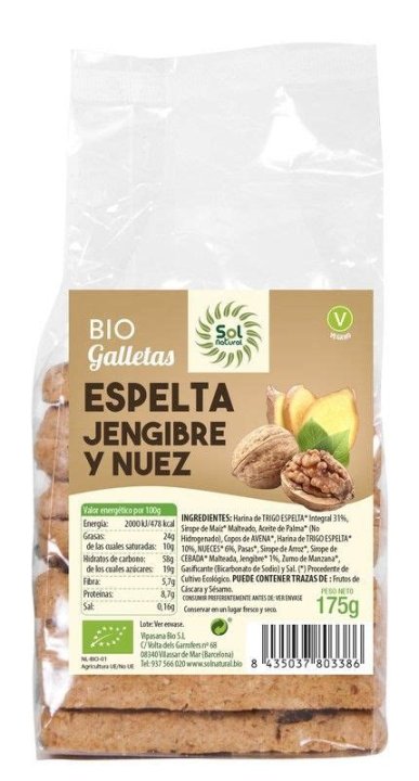 GALLETAS ESPELTA JENGIBRE Y NUECES BIOANDALUS