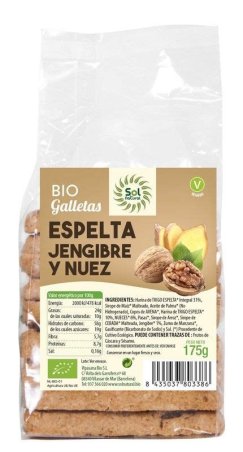 GALLETAS ESPELTA JENGIBRE Y NUECES BIOANDALUS