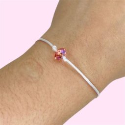 PULSERA HILO BLANCO CON CORAZON DE CUARZO ROSA ALURA