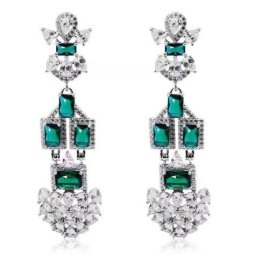 PENDIENTES CIRCONITA ESMERALDA PLATA DE LEY