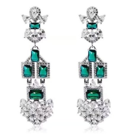 PENDIENTES CIRCONITA ESMERALDA PLATA DE LEY
