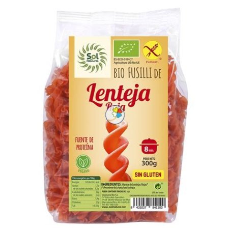 FUSILLI LENTEJA ROJA S/G 300GR SOL NATURAL