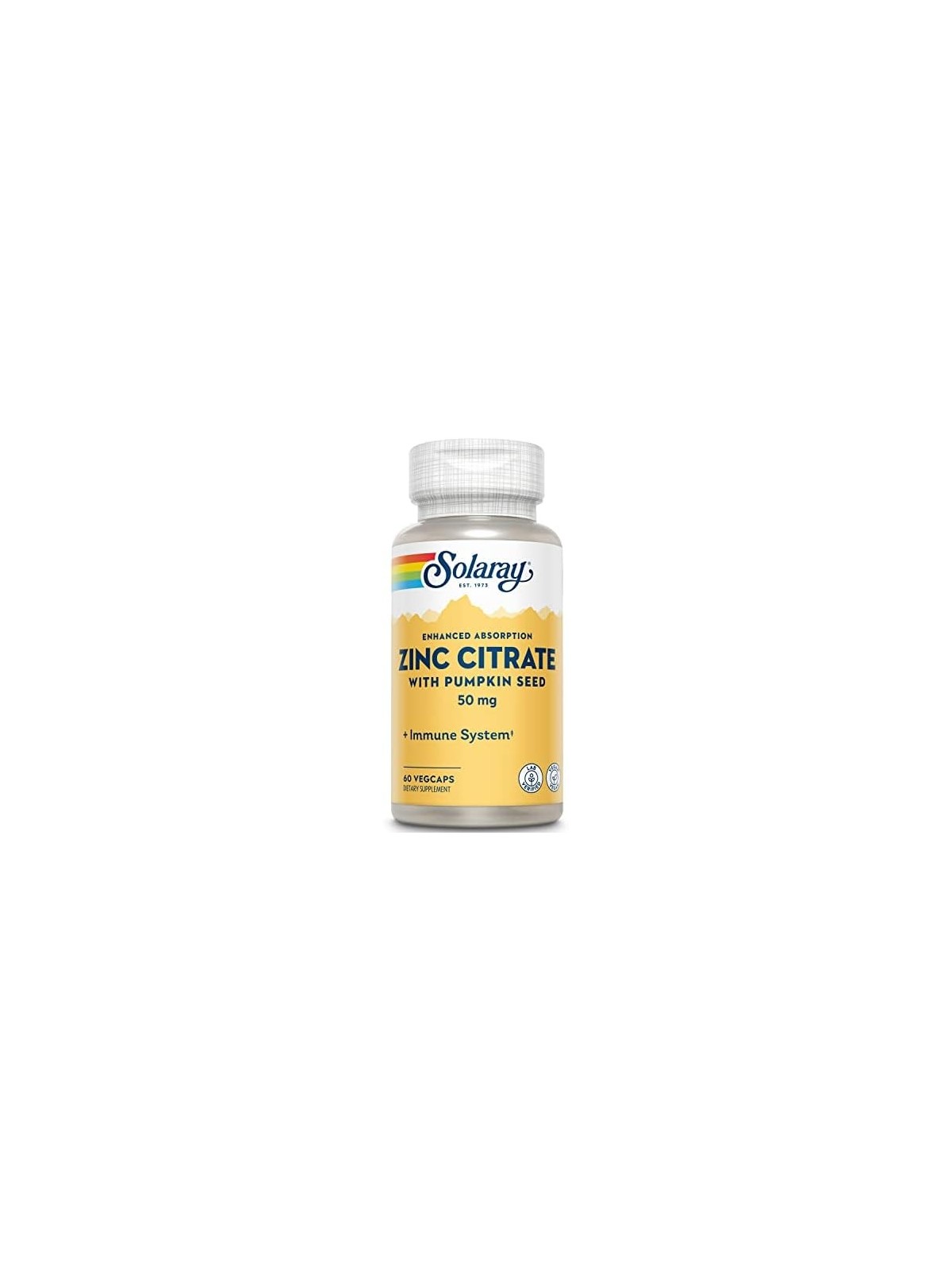 CITRATO DE ZINC CON SEMILLAS DE CALABAZA  50 MG 60 CAPS  SOLARAY