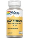 CITRATO DE ZINC CON SEMILLAS DE CALABAZA  50 MG 60 CAPS  SOLARAY