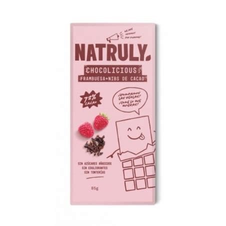 TABLETA CHOCOLATE NEGRO CON FRAMBUESA 85GR - NATRULY