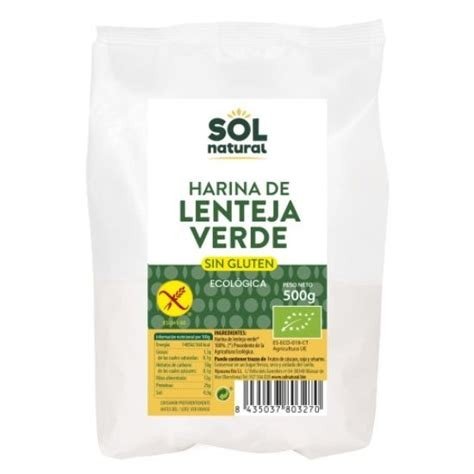 SOL-HARINA LENTEJA VERDE S/GLUTEN BIO 500 GRS
