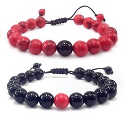 PULSERA ENLAZADA ROJO NEGRO